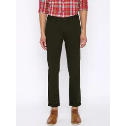 Basics Men Green Tapered Fit Solid Regular Trousers-picture-42