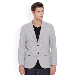 Basics Men Grey Solid Single-Breasted Casual Blazer-picture-28