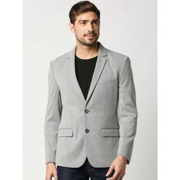 Basics Men Grey Solid Single Breasted Comfort Fit Blazers-picture-39