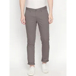 Basics Men Grey Tapered Fit Solid Chinos-picture-31