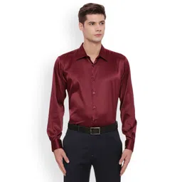 Basics Men Maroon Slim Fit Solid Formal Shirt-picture-21