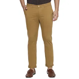 Basics Men Mid-Rise Plain Cotton Tapered Fit Chinos Trousers-picture-25