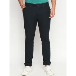 Basics Men Olive Green Tapered Fit Stretch High-Rise Trousers-picture-46