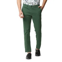 Basics Men Tapered Fit Chinos Mid-Rise Cotton Casual Trousers-picture-10