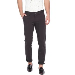 Basics Men Tapered Fit Chinos Mid-Rise Cotton Casual Trousers-picture-12