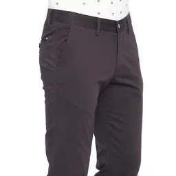 Basics Men Tapered Fit Chinos Mid-Rise Cotton Casual Trousers image 2