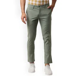 Basics Men Tapered Fit Cotton Stretch Trousers-picture-25