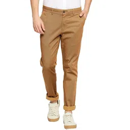 Basics Men Tapered Fit Mid Rise Cotton Chinos Trousers-picture-15