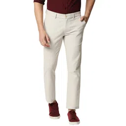 Basics Men Tapered Fit Mid-Rise Plain Cotton Chinos Trousers-picture-18