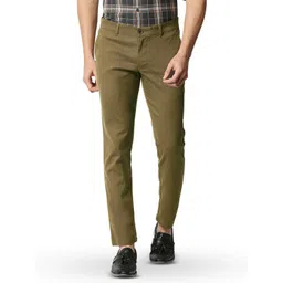Basics Men Tapered Fit Mid-Rise Plain Cotton Chinos Trousers-picture-12