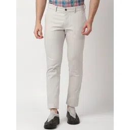 Basics Men Tapered Fit Mid-Rise Plain Cotton Trousers-picture-37