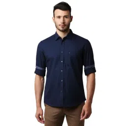 Basics Navy Cotton Slim Fit Shirt-picture-25