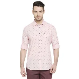 Basics Pink Cotton Slim Fit Printed Shirt-picture-33
