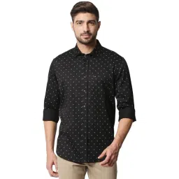 Basics Scarab Green Cotton Slim Fit Printed Shirt-picture-37