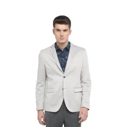 Basics Silver Full Sleeves Notched Lapel Blazer-picture-33