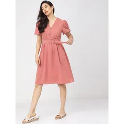 basics by tokyo talkies Tokyo Talkies Pink A-Line Dress-picture-31