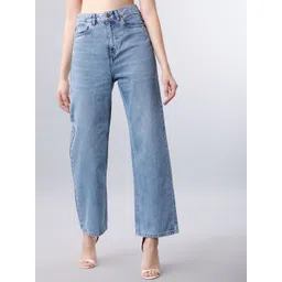 basics by tokyo talkies Tokyo Talkies Women Blue Flared High-Rise Clean Look Jeans-picture-21