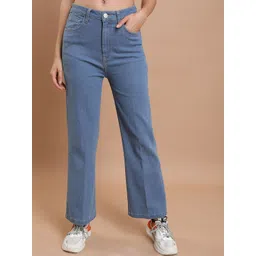 basics by tokyo talkies Tokyo Talkies Women Blue Flared Stretchable Jeans-picture-19