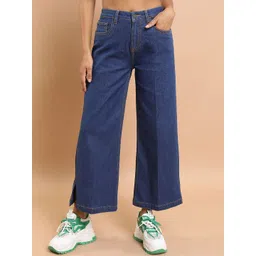 basics by tokyo talkies Tokyo Talkies Women Blue Wide Leg Stretchable Jeans-picture-24