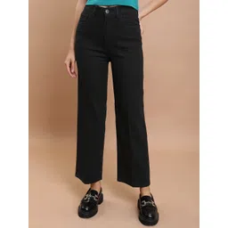 basics by tokyo talkies Tokyo Talkies Women Flared Mid-Rise Clean Look Straight Fit Stretchable Jeans-picture-13