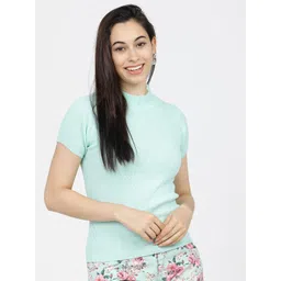 basics by tokyo talkies Tokyo Talkies Women Turquoise Blue Pullover Sweater-picture-27