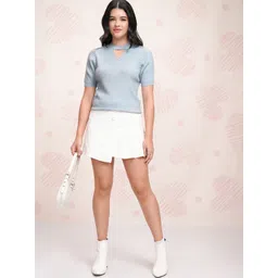 Basics By Tokyo Talkies Women Cable Knit Pullover with Embellished Detail-picture-35