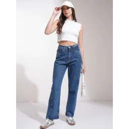 Basics By Tokyo Talkies Women Cotton Straight Fit High-Rise Jeans image 2