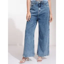 Basics By Tokyo Talkies Women Flared High-Rise Heavy Fade Jeans-picture-34