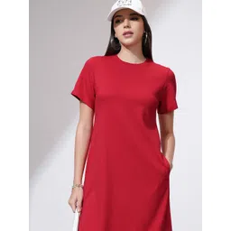 Basics By Tokyo Talkies Women Round Neck A-Line Midi Dress-picture-29