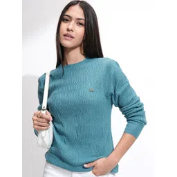 Basics By Tokyo Talkies Women Self Design Cable Knit Pullover-picture-32