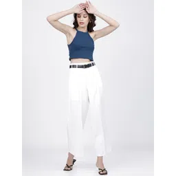 basics by tokyo talkies Tokyo Talkies Women Blue Halter Neck T-shirt image 4