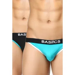 BASIICS by La Intimo Black & Sky Blue Comfort Fit Briefs (Pack of 2)-picture-32