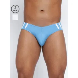 BASIICS by La Intimo Multi-Color Blended Relaxed Fit Striped Briefs (Pack Of 2)-picture-35