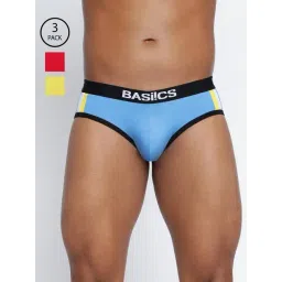 BASIICS by La Intimo Multi-Color Blended Relaxed Fit Striped Briefs (Pack Of 3)-picture-39