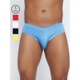 BASIICS by La Intimo Multi-Color Polyester Relaxed Fit Solid Briefs (Pack Of 5)-picture-25