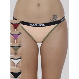 BASIICS by La Intimo Multi-Color Relaxed Fit Solid Briefs Panty (Pack Of 6)-picture-10