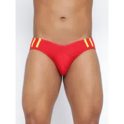 BASIICS by La Intimo Red Blended Relaxed Fit Striped Briefs-picture-12