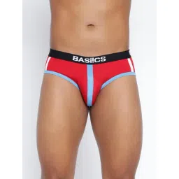 BASIICS by La Intimo Red Blended Relaxed Fit Striped Briefs-picture-34