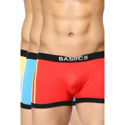 BASIICS by La Intimo Red, Blue & Yellow Striped Trunks (Pack of 3)-picture-12