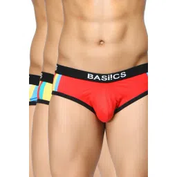 BASIICS by La Intimo Red, Yellow & Blue Striped Briefs (Pack of 3)-picture-43