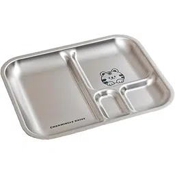 Basil Stainless Steel Plate for Kids - Kids Plates for Food with 3 Compartments - Dinner Plates for Baby - Unbreakable Dinner Plates - Ideal for Birthday, Return Gifting - Bento Tiger Plate-picture-11