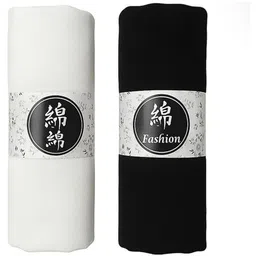 basket365 Solid Georgette Women Black, White Stole-picture-34