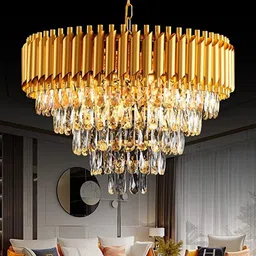 baslash 600mm Full gold Round Chandelier For Living Room Bed Room Chandelier Ceiling Lamp-picture-30