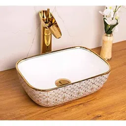 Bassino Art 36x24x12cm Ceramic White &a; Gold Wash Basin, ZX_035-picture-26