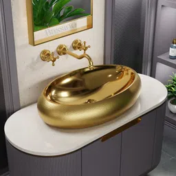 Bassino Art Wash Basin Countertop, Tabletop Ceramic Bathroom Sink/Basin EU-028 Table Top Basin image 1