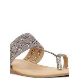 Bata Embellished Laser Cut One Toe Flats image 2