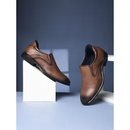 Bata Men Textured Round Toe Slip-On Formal Shoes-picture-36