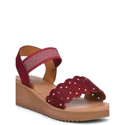 Bata Women Open Toe Wedge Sandals with Western - Embellished image 4