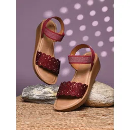 Bata Women Open Toe Wedge Sandals with Western - Embellished image 1