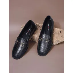 Bata Women Textured Horsebit Loafers-picture-41